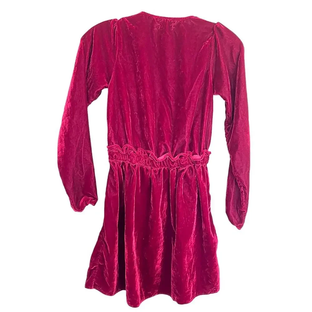 Louis Louise girls burgundy velvet long sleeve dress size 8